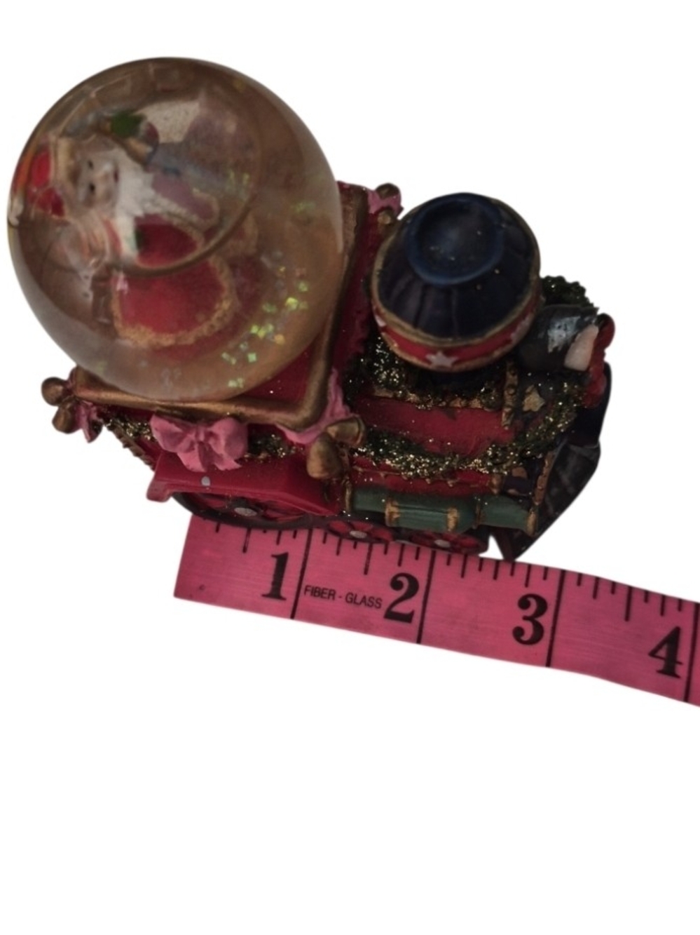 Holiday Train Snow Globe Ornament in Red and Gold